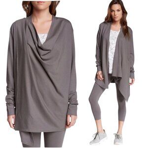 NWT 3-Way Cardigan Fleece Sz.M Gray Oversized Longline Minimalist Athleisure